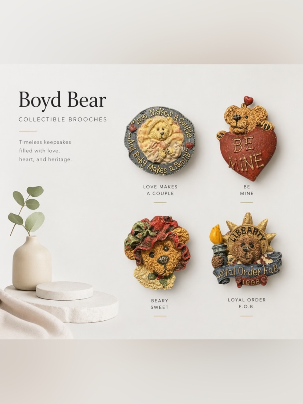 Boyd Bear Collectible Brooches - Multi-Color Set